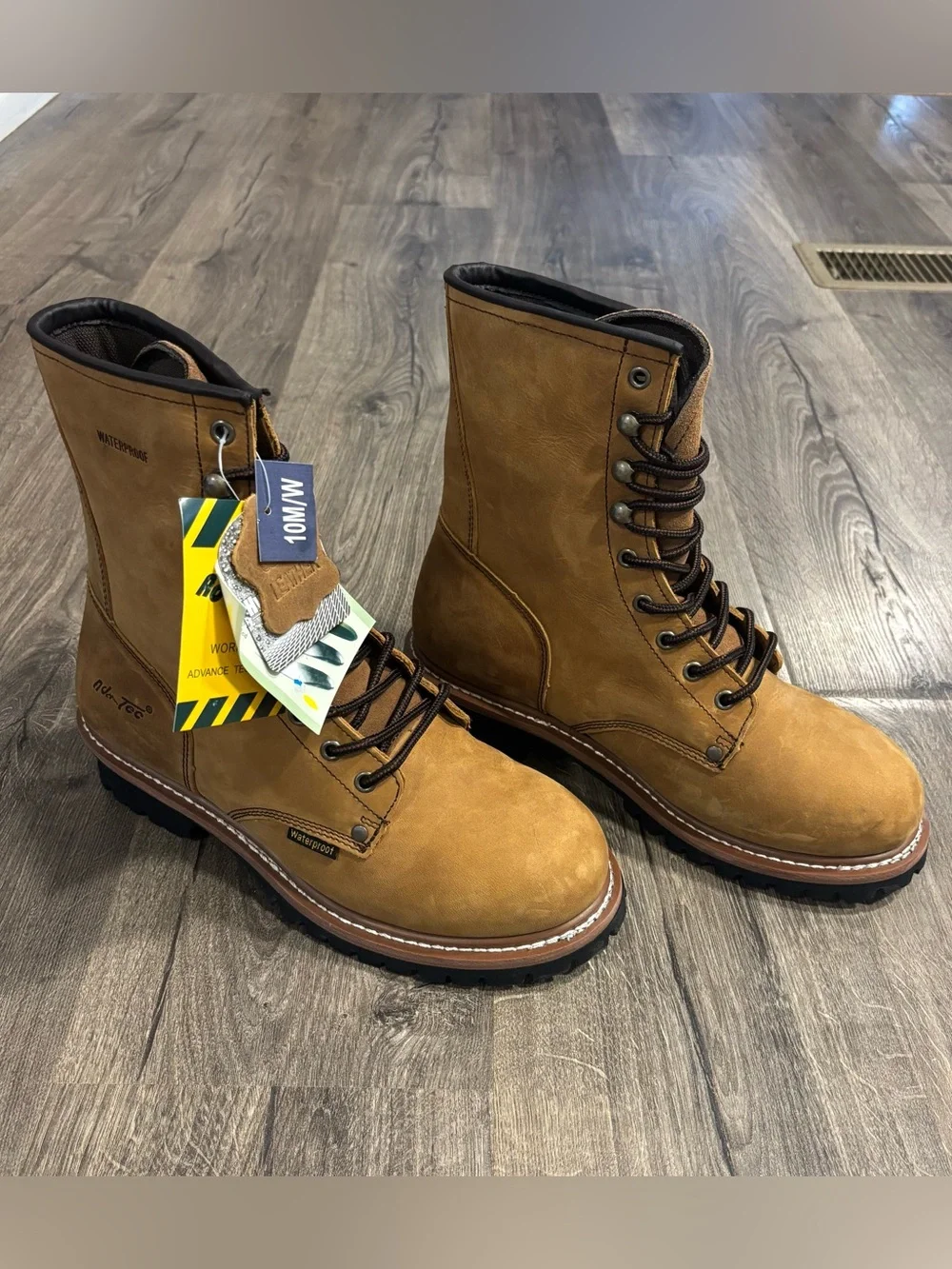 Ad Tec Logger Lace Up Work Boots Men 10 Brown Leather 9